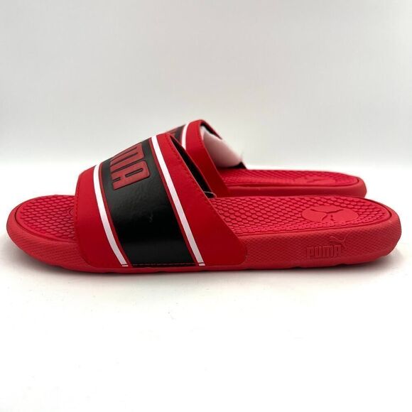PUMA Unisex Cool Cat Slide Sandal High Risk Red Black White Size 4 - Picture 7 of 11